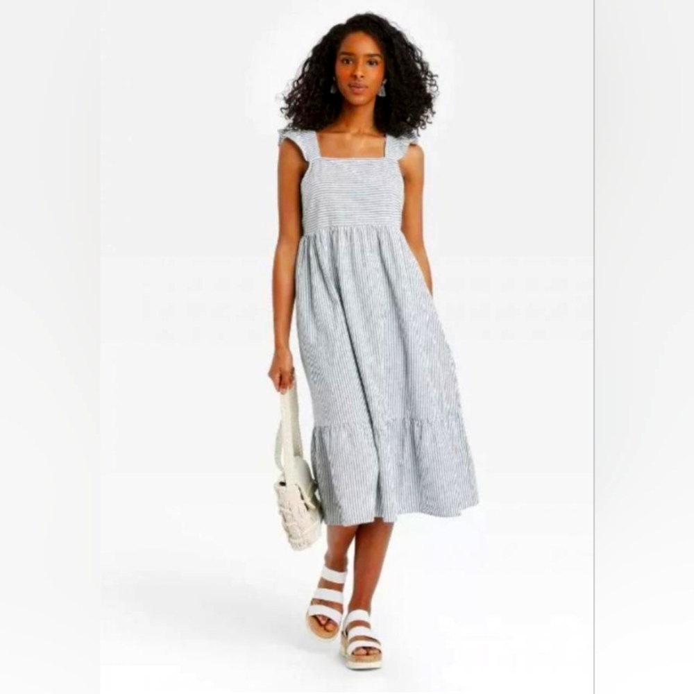 Target Universal Thread Ruffle sleeveless striped maxi dress S
